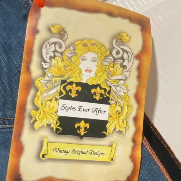 Styles Ever After Vintage Original Designs Denim & Black Stretch Pants NWT - Picture 4 of 11